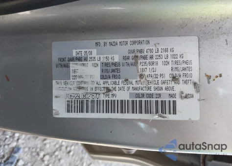 2009 Mazda Cx-7 Sport из США, поврежденный, VIN JM3ER29L090216701